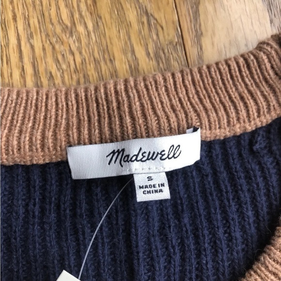 MADEWELL THOMPSON RIBBED COLORBLOCK POCKET SWEATER. SIZE SMALL. NWT - Picture 4 of 4